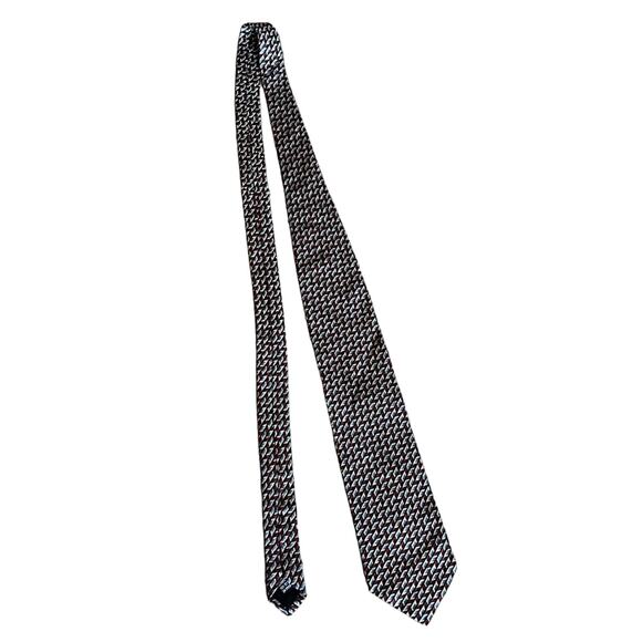 Paulo Vasari Gray/Burgundy Abstract Design 100% Silk Neck Tie Made In Italy - Picture 8 of 8